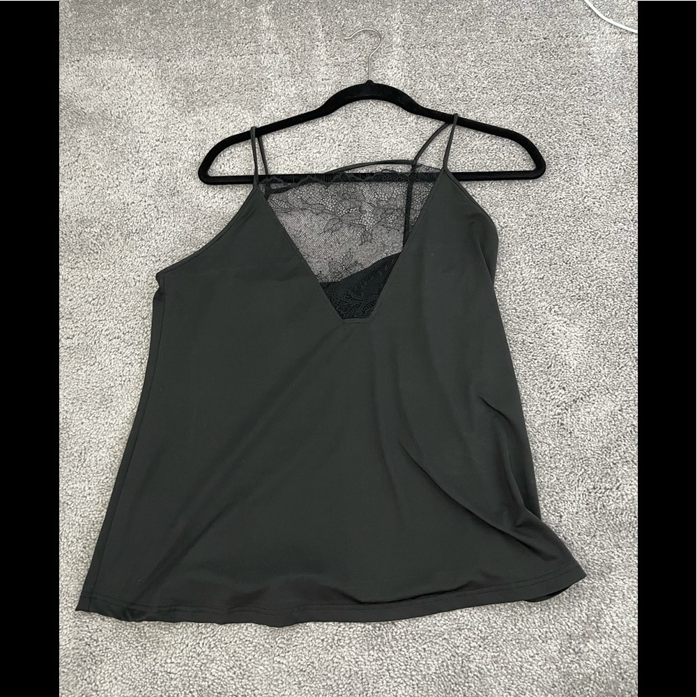 Black lace front tank top